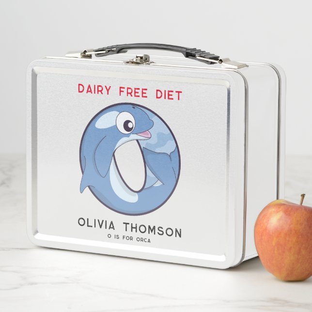 Letter O Orca Add Name Allergies Back To School Metal Lunch Box (In Situ)