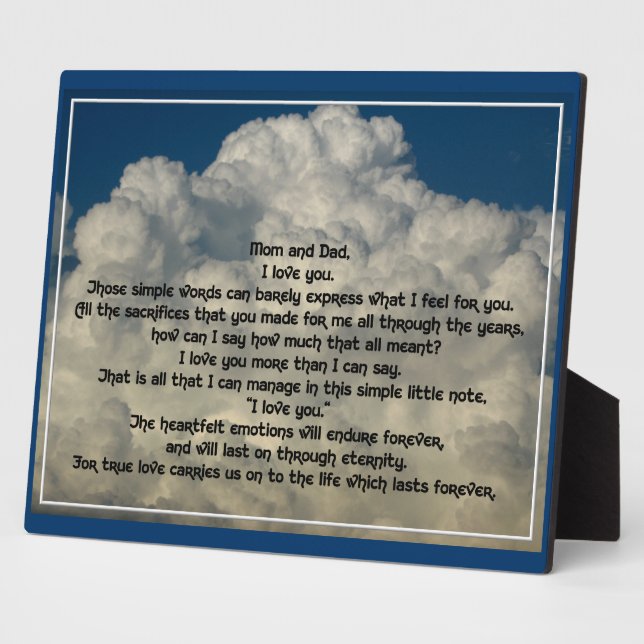 Letter of love to parents plaque (Side)
