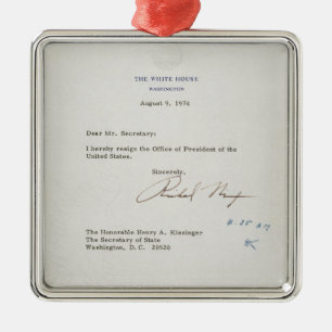 Letter of Resignation of Richard M. Nixon 1974 Metal Tree Decoration