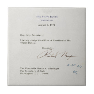 Letter of Resignation of Richard M. Nixon 1974 Tile