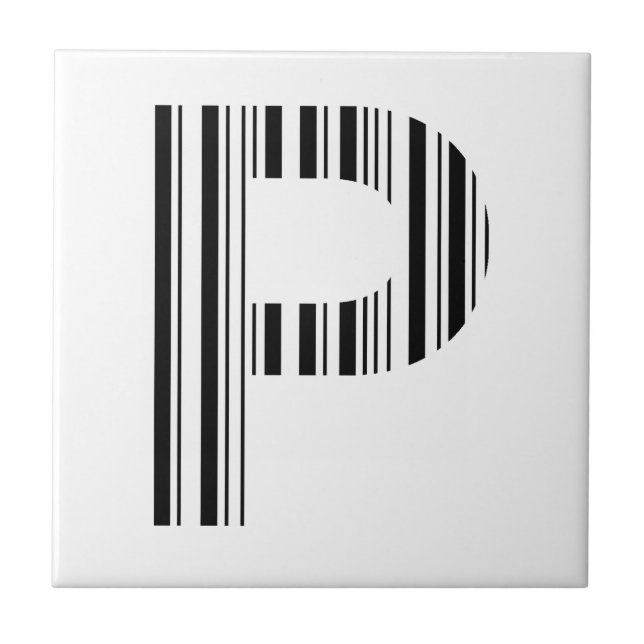 LETTER P BAR CODE First Initial Barcode Pattern Ceramic Tile (Front)