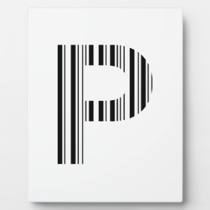 LETTER P BAR CODE First Initial Barcode Pattern Plaque