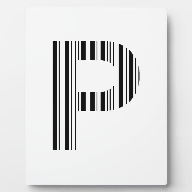 LETTER P BAR CODE First Initial Barcode Pattern Plaque (Front)