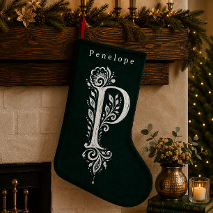 Letter P Botanical Monogram Personalised Stocking