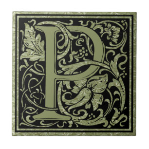 Letter P First Letter Monogram Ceramic Tile