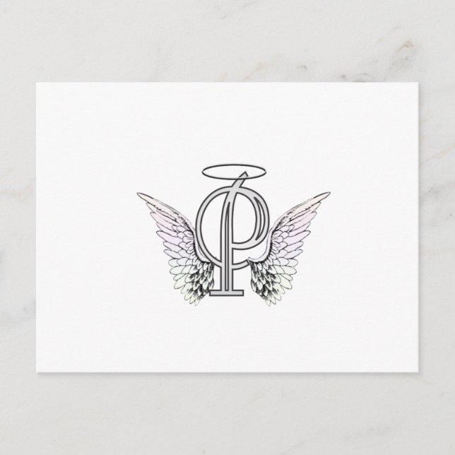 Letter P Initial Monogram with Angel Wings & Halo Postcard (Front)