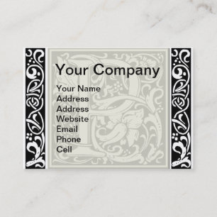 Letter P Mediaeval Monogram Art Nouveau Business Card