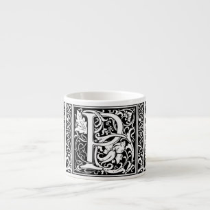 Letter P Mediaeval Monogram Art Nouveau Espresso Cup