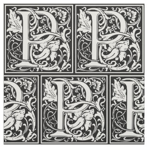 Letter P Mediaeval Monogram Art Nouveau Fabric