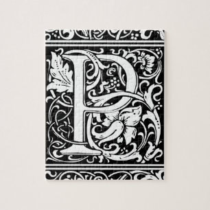Letter P Mediaeval Monogram Art Nouveau Jigsaw Puzzle