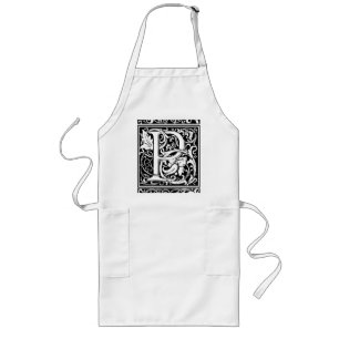 Letter P Mediaeval Monogram Art Nouveau Long Apron