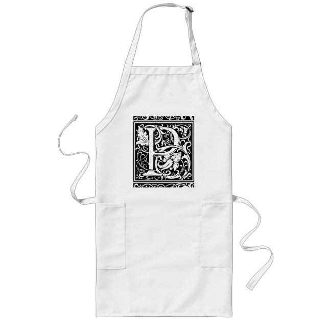Letter P Mediaeval Monogram Art Nouveau Long Apron (Front)