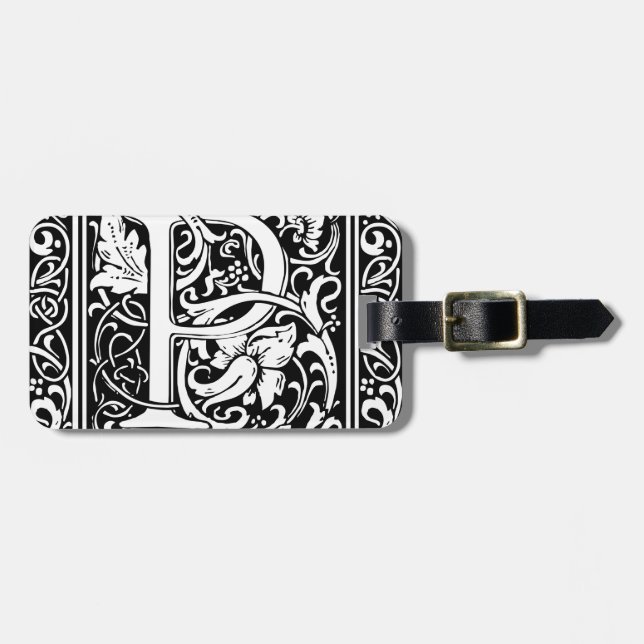 Letter P Mediaeval Monogram Art Nouveau Luggage Tag (Front Horizontal)