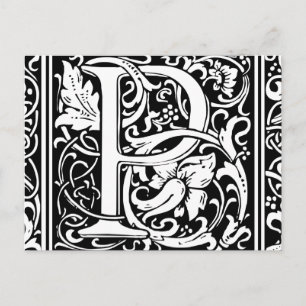 Letter P Mediaeval Monogram Art Nouveau Postcard