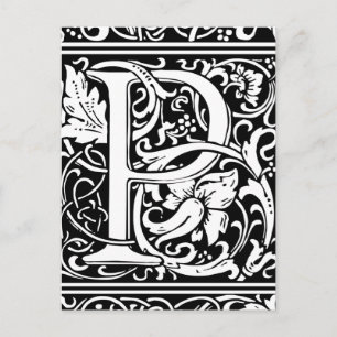 Letter P Mediaeval Monogram Art Nouveau Postcard