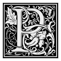 Letter P Mediaeval Monogram Art Nouveau