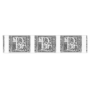 Letter P Mediaeval Monogram Art Nouveau Short Table Runner