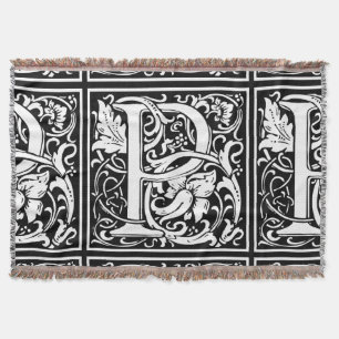 Letter P Mediaeval Monogram Art Nouveau Throw Blanket
