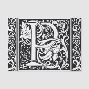 Letter P Mediaeval Monogram Art Nouveau Tissue Paper