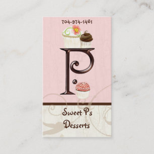 Letter P Monogram Dessert Bakery Business Cards
