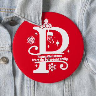 Letter P Monogram Initial Family Name Greeting 6 Cm Round Badge