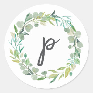 Letter P Monogram Initial Sticker Envelope Seal