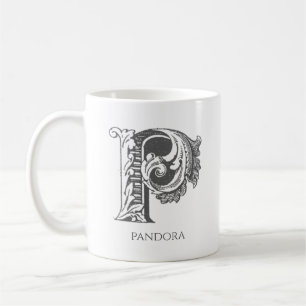 Letter P Monogram Modern Name  Coffee Mug