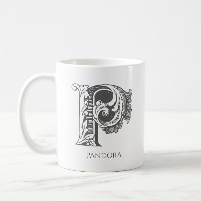 Letter P Monogram Modern Name  Coffee Mug (Left)