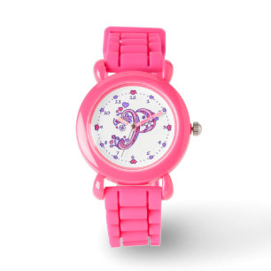 Letter P pink monogram personalised girls watch