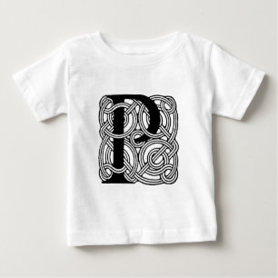 Letter P Vintage Celtic Knot Monogram Baby T-Shirt