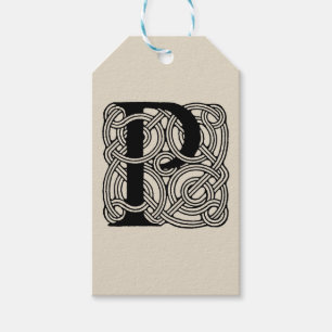 Letter P Vintage Celtic Knot Monogram Gift Tags