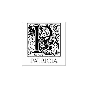 Letter P Vintage First Letter Personalized Rubber Stamp