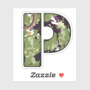 Letter P with Military camouflage Texture