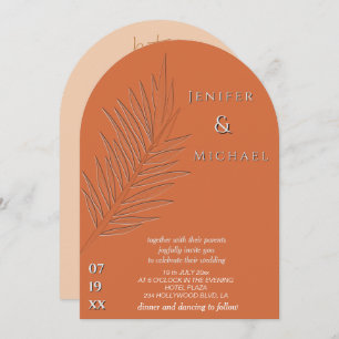 Letter press palm leaf tropical arch all in one  invitation
