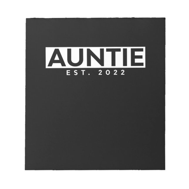 Letter Print Graphic Auntie est. 2022 Notepad (Front)