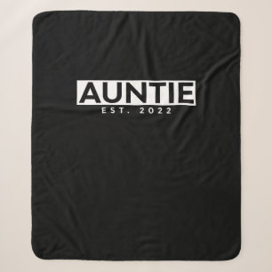 Letter Print Graphic Auntie est. 2022 Sherpa Blanket
