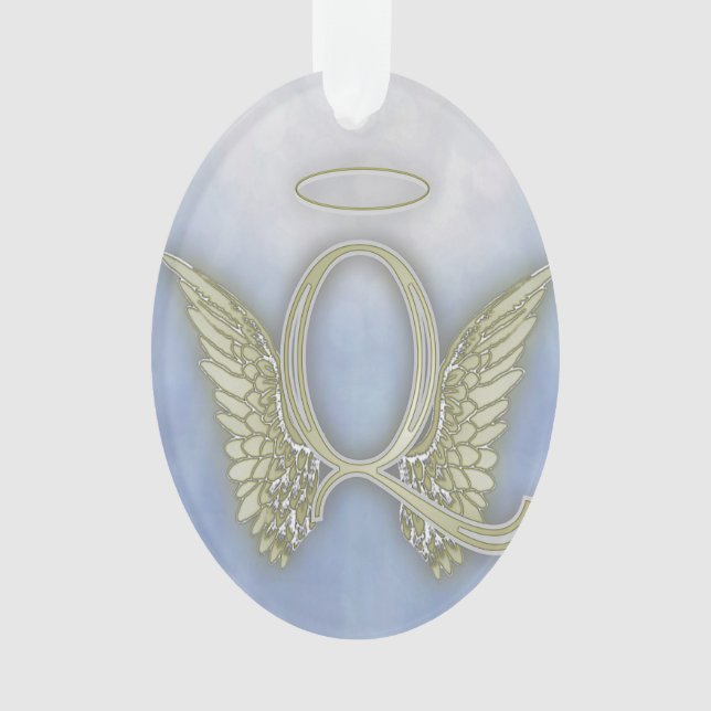 Letter Q Angel Monogram Ornament (Front)
