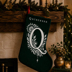 Letter Q Botanical Monogram Personalised Stocking