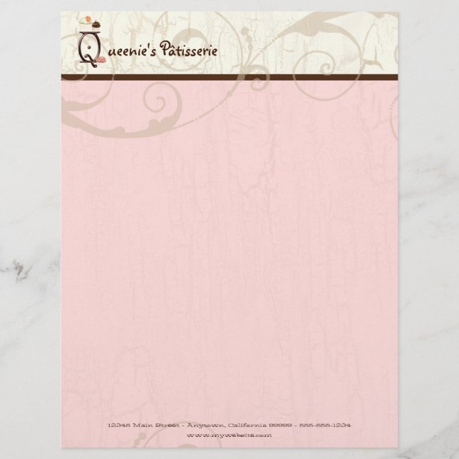 Letter Q  Cupcake Business Letterhead Design (Front)