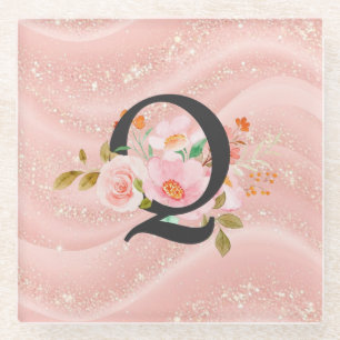 Letter Q Glass Coaster