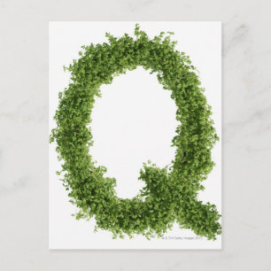 Letter 'Q' in cress on white background, Postcard