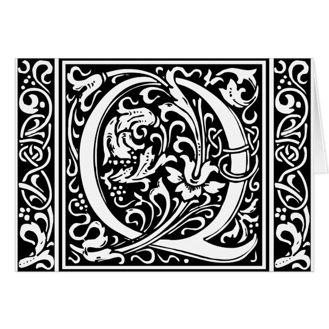 Letter Q Mediaeval Monogram Art Nouveau (Front Horizontal)