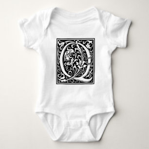 Letter Q Mediaeval Monogram Art Nouveau Baby Bodysuit