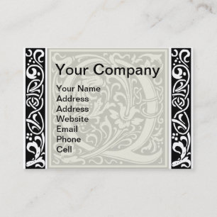 Letter Q Mediaeval Monogram Art Nouveau Business Card
