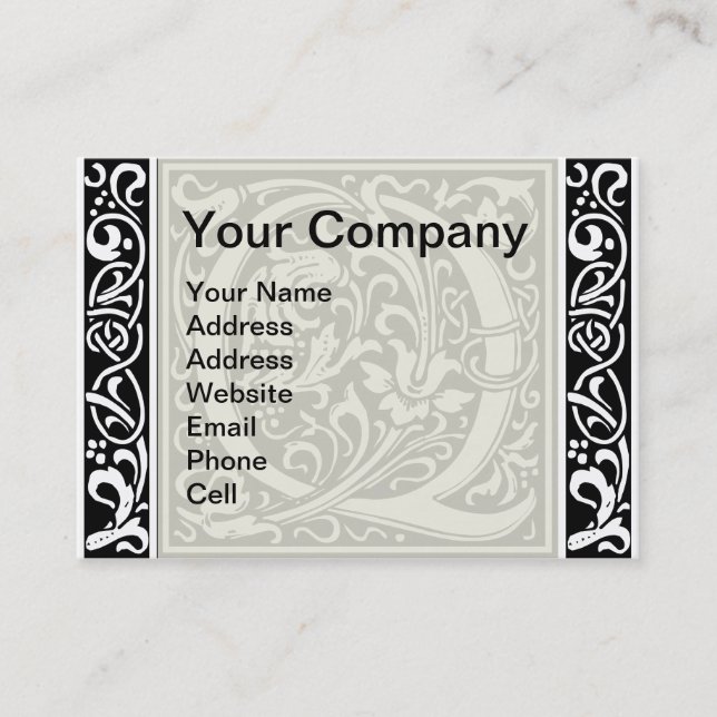 Letter Q Mediaeval Monogram Art Nouveau Business Card (Front)