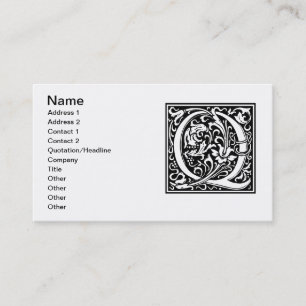 Letter Q Mediaeval Monogram Art Nouveau Business Card