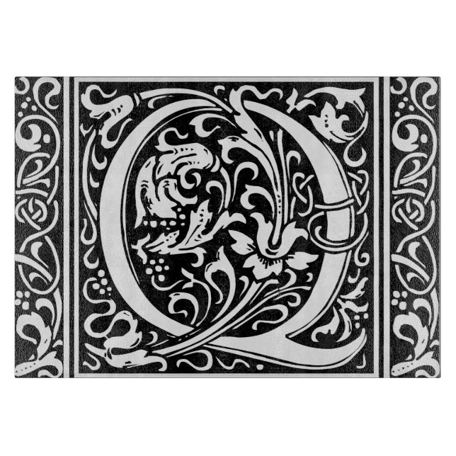 Letter Q Mediaeval Monogram Art Nouveau Cutting Board (Front)