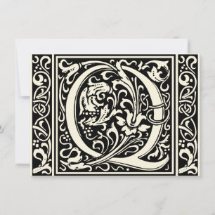 Letter Q Mediaeval Monogram Art Nouveau Invitation