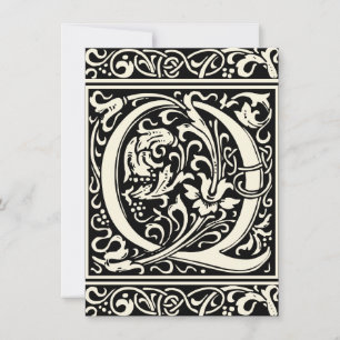 Letter Q Mediaeval Monogram Art Nouveau Invitation