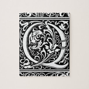 Letter Q Mediaeval Monogram Art Nouveau Jigsaw Puzzle